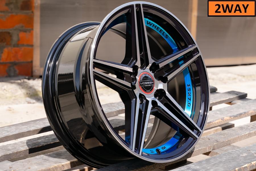 R15 RGW 8802 7.0J ET35 4*100/114.3 Черный ФЗ с синим